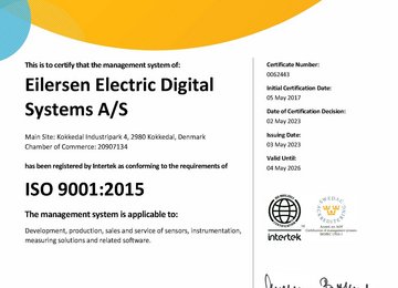 Re-certificering af ISO 9001:2015 certifikat for Eilersen Electric Digital Systems A/S